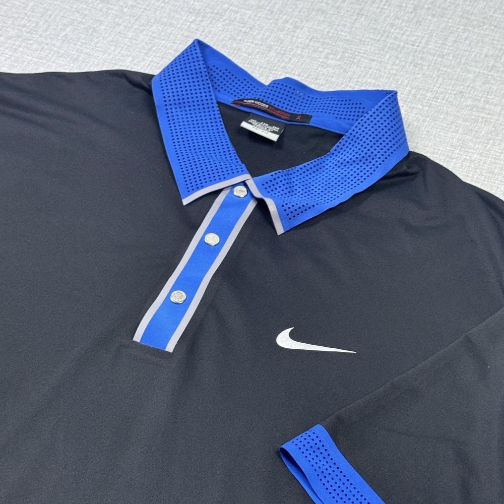 Nike Tiger Woods Collection Golf Polo Shirt Mens 2XL Black Short Sleeve Dri-FIT
